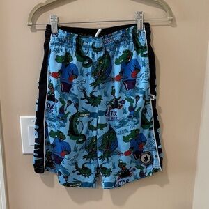 Flow Society Blue Lacrosse Themed Shorts with Alligator Print; Gator Lacrosse